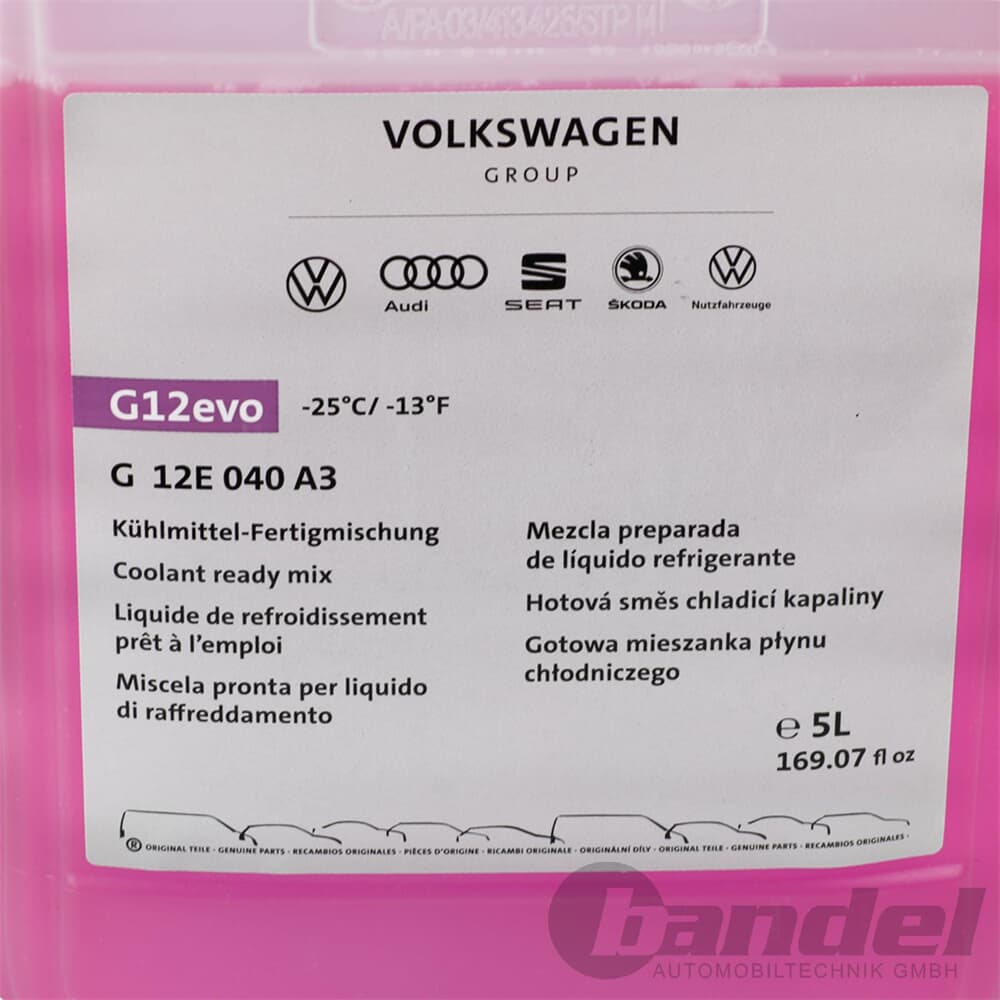 Original G12evo Kühlflüssigkeit Kühlmittel Fertigmischung VW Audi Skoda  Seat 5L Kanister G12E050A3