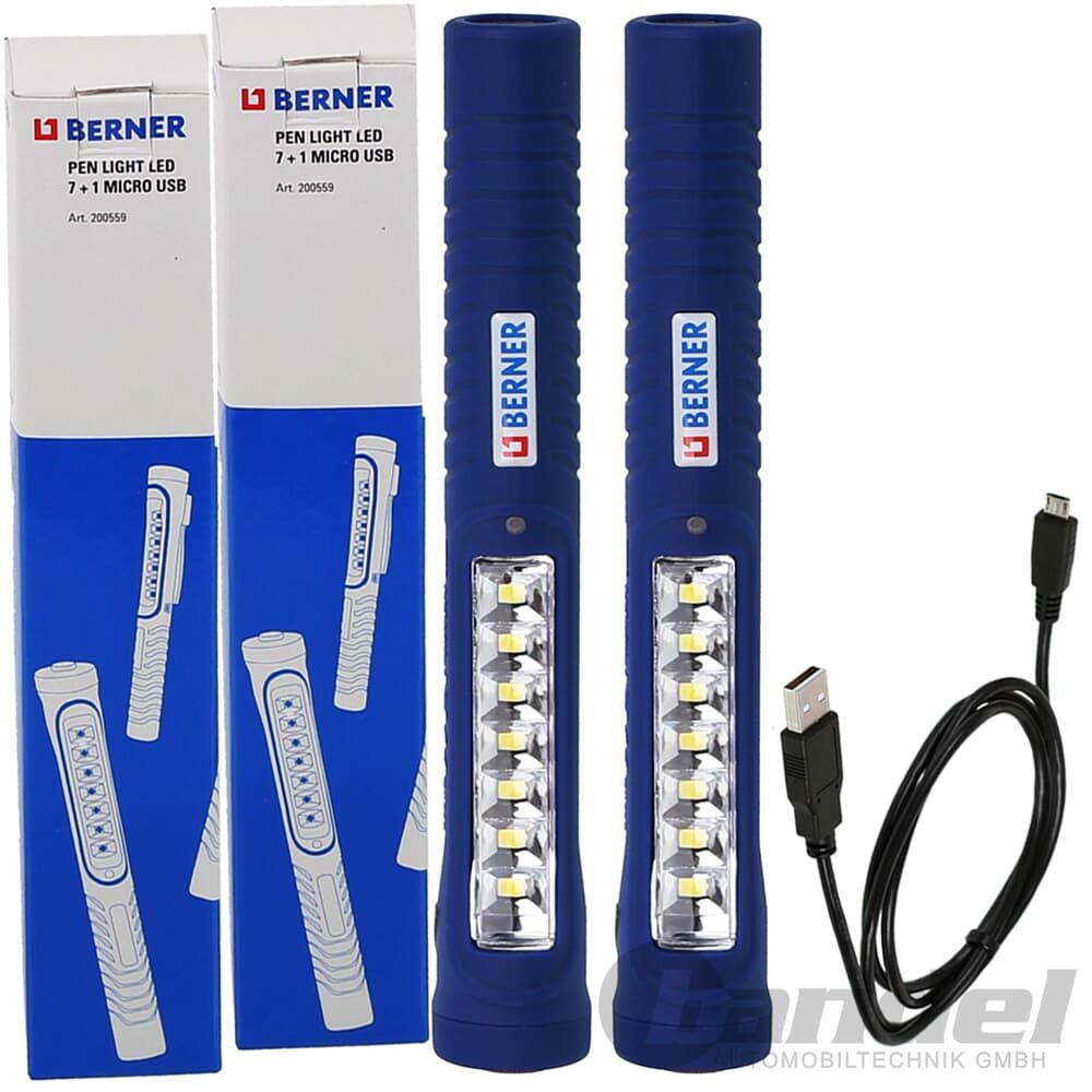 Werkstatt Inspektionslampe NEU Berner Pen Light LED 7+1 Micro USB Lampe 