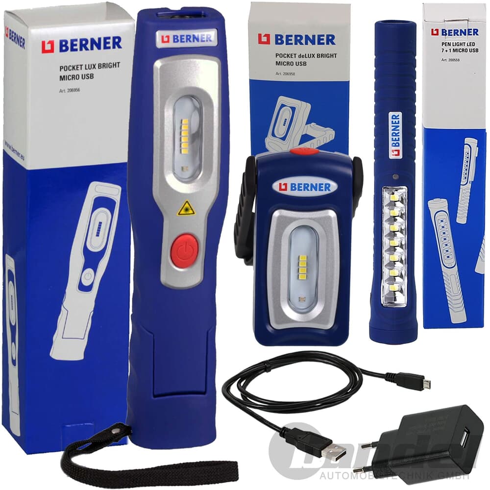 BERNER LED TASCHENLAMPE WERKSTATTLAMPE POCKET LUX Slim Micro USB NEU