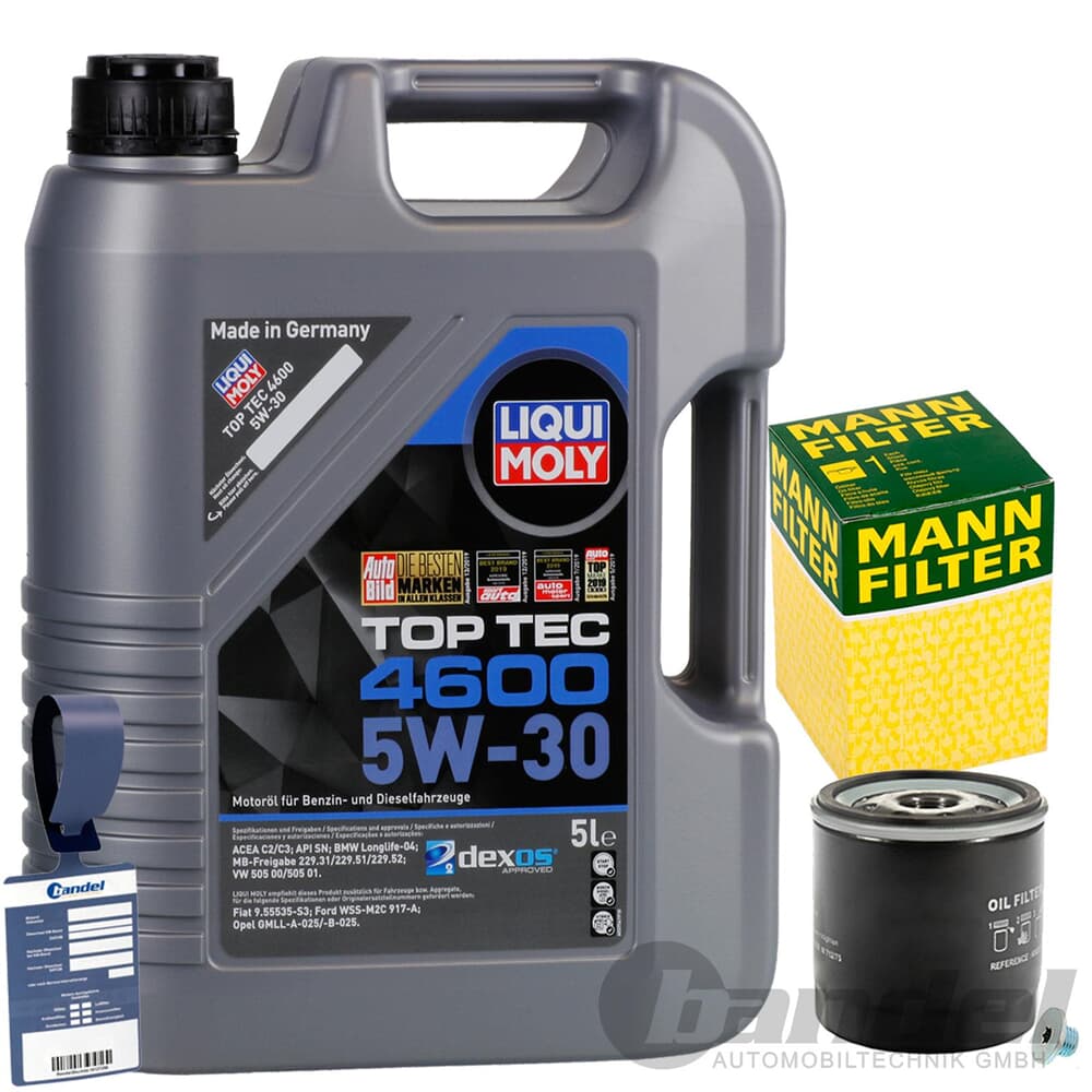 5L LIQUI MOLY TOP TEC 4600 5W-30 Motoröl + BOSCH Ölfilter für OPEL 93156300  