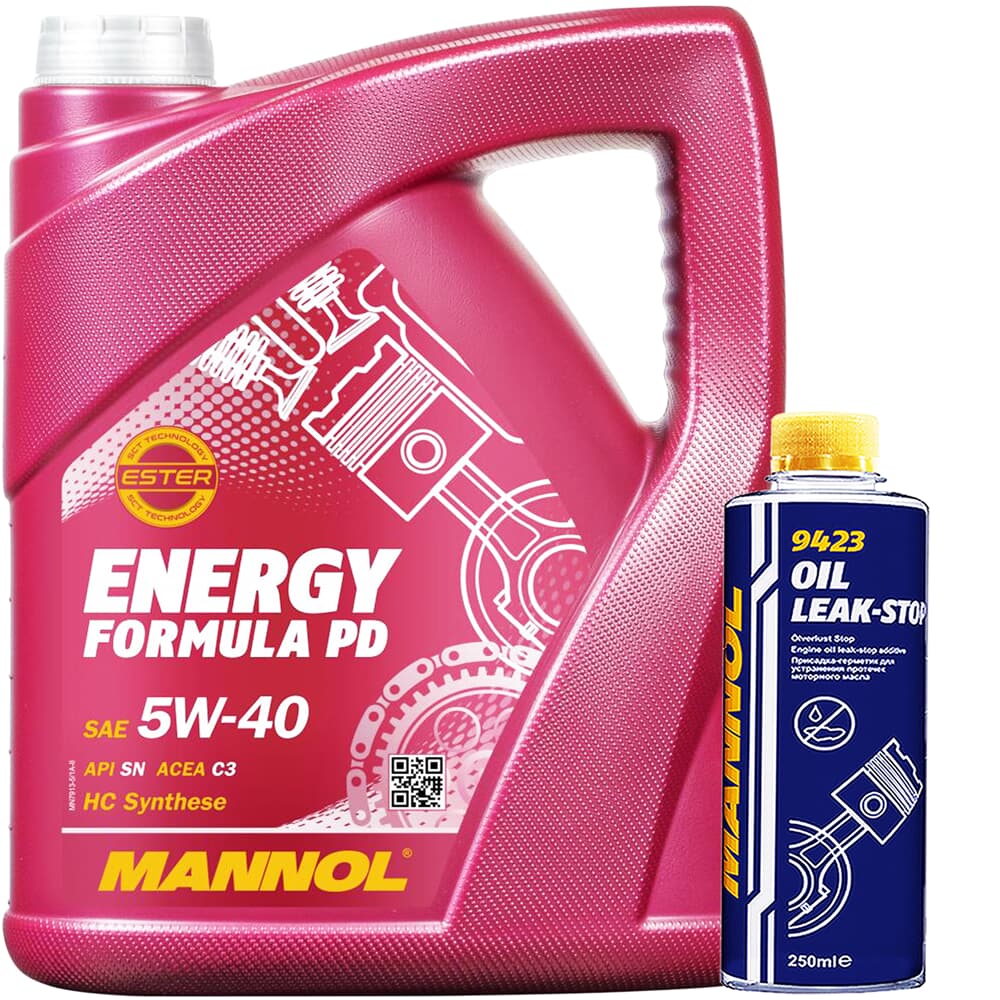 5L MANNOL MOTORÖL ENERGY FORMULA PD 5W40+250ML OIL LEAK-STOP