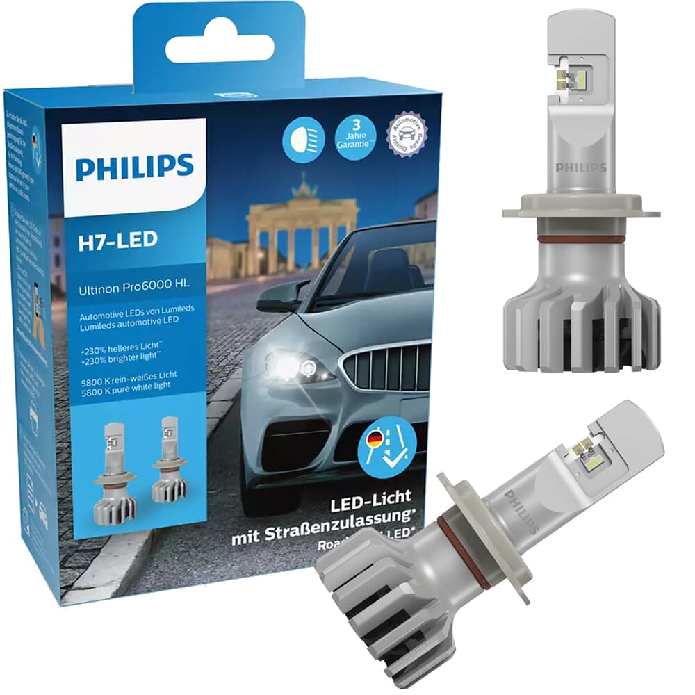 2x PHILIPS ULTINON Pro6000 H7 LED STRAßENZULASSUNG PX26d 12V +230