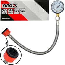 YATO Profi Wasserdruckmesser mit Manometer und Edelstahlschlauch